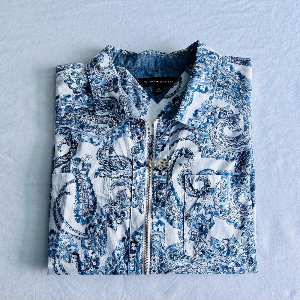 Tommy Hilfiger Blue and White Paisley Shirt
